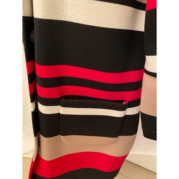 Patrizia Luca Milano Designer Coat, Striped Duster, Tunic Dress Red, Black, - Picture 6 of 9